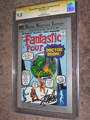 MARVEL MILESTONE SS CGC 9.8 Signed Art Stan Lee  Fantastic Four #5 1st Dr Doom