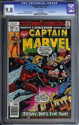 CAPTAIN MARVEL #57 CGC 9.8 NM/MT W Marvel BATTLE COVER vs Thor MOVIE