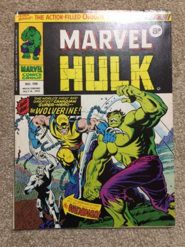 1976 UK / Mighty World Marvel #198 INCREDIBLE HULK 181 1st WOLVERINE Rare