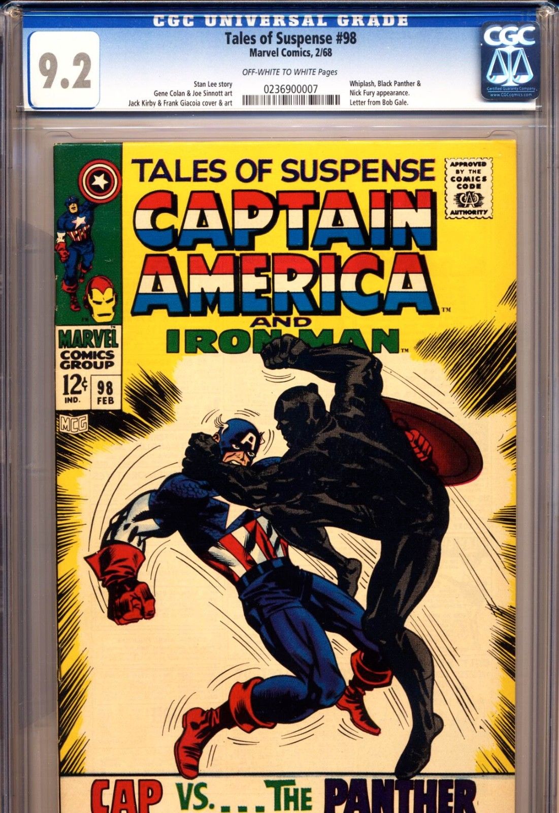 TALES OF SUSPENSE #98 CGC 9.2, Black Panther X-over, Marvel Comics 1968