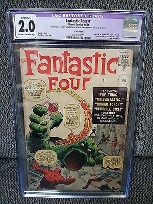 Fantastic Four #1, CGC Restored, 2.0/Good, UK Edition, 1st App Fantastic Four